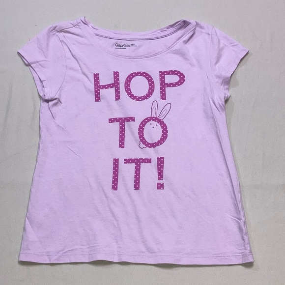 GAP Bunny Shirt Girl’s 8-9 Top Hop To It Rabbit Easter Short Sleeve Summer Cozy - Picture 1 of 6